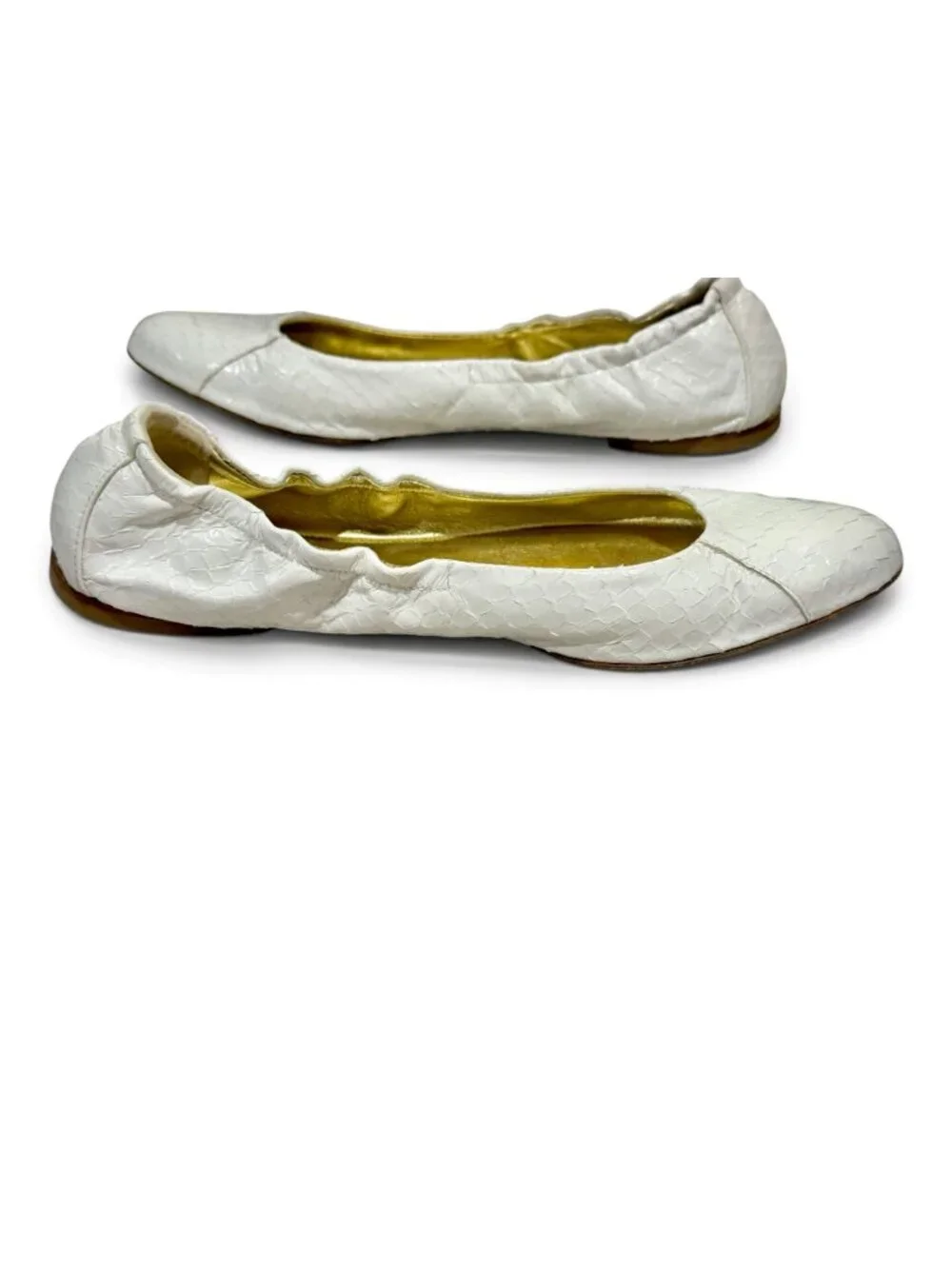 Dolce & Gabbana White Snakeskin Embossed Ballet Flats Size 38/ 7.5